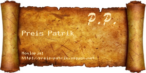 Preis Patrik névjegykártya